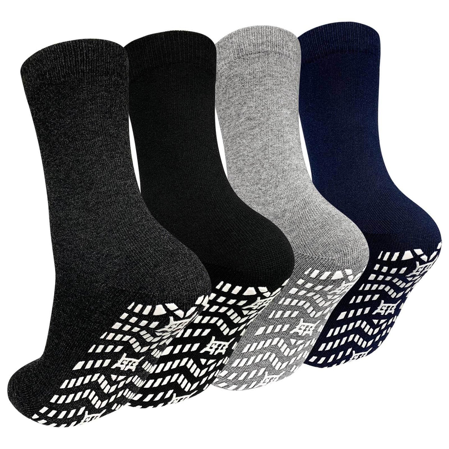 5 Pairs Non Slip Grip Socks - Ideal for Yoga, Pilates, Hospital Use - Men & Women'S Crew Sticky Gripper Socks (Size 10-13)