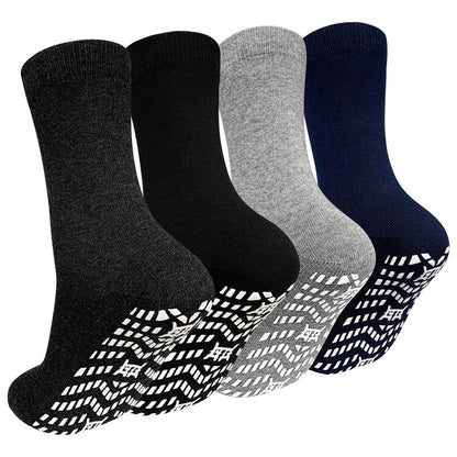 5 Pairs Non Slip Grip Socks - Ideal for Yoga, Pilates, Hospital Use - Men & Women'S Crew Sticky Gripper Socks (Size 10-13)