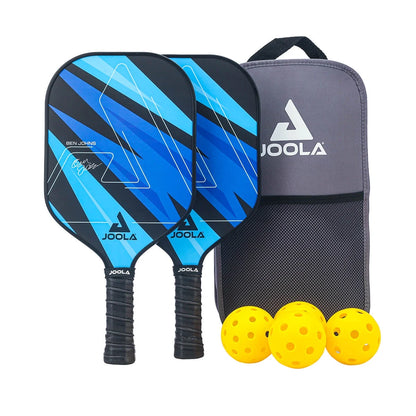 Ben Johns Blue Lightning Pickleball Set, 2 Paddles, Paddle Bag, 4 Balls, Blue