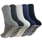 5 Pairs Non Slip Grip Socks - Ideal for Yoga, Pilates, Hospital Use - Men & Women'S Crew Sticky Gripper Socks (Size 10-13)