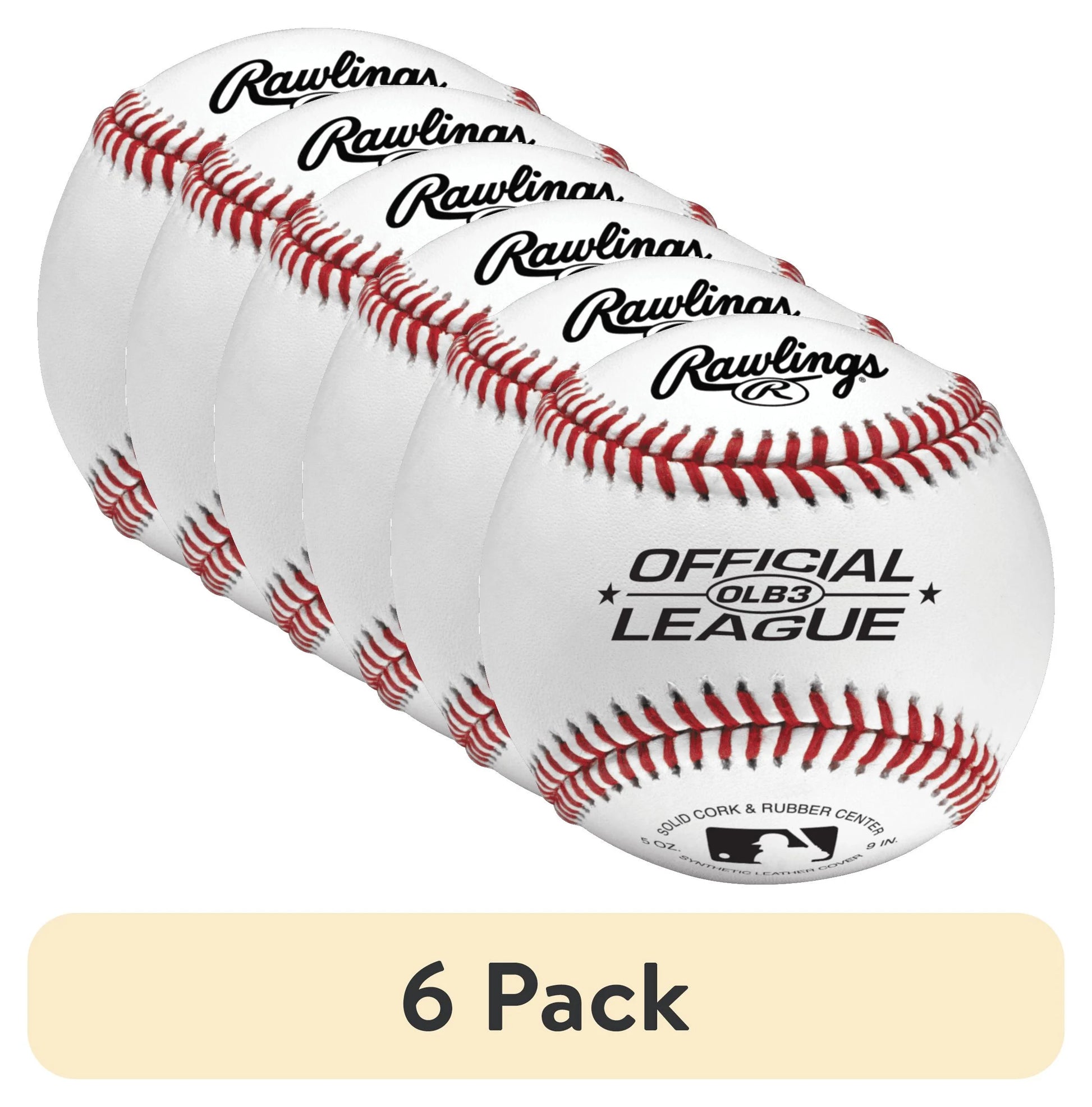 (6 Pack)  OLB3 Official League Recreational Use Baseball, Single Ball