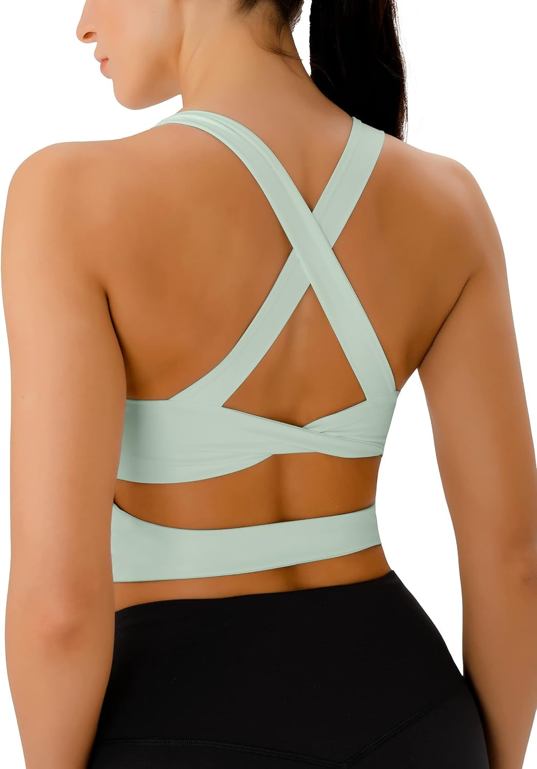 Sports Bras for Women Criss-Cross Back Padded Workout Tank Tops Medium Support Crop Tops for Women